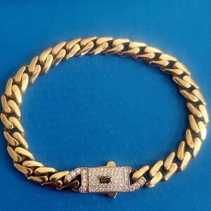 Moissanite Monaco bracelet  gold over silver BSI 925 ,  7" 8.4 grms